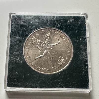 🌹外币初藏🌹🐯2026年第28场   每周二四六晚8️⃣点 接代拍 - 根西岛1972年女王银婚25便士克朗纪念币 大天使