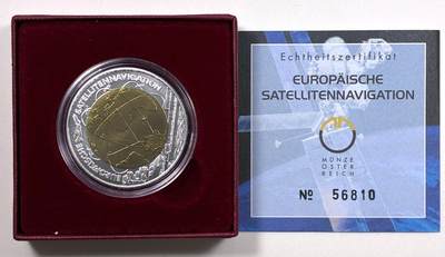 【雨安】【直播拍卖】【第0127期-裸币套币】2026-03-13 周五 19:30 (金价1140, 银价21.50) - [现代装帧] Austria 欧元 奥地利 25欧元 2006年 欧洲卫星导航 铌芯银币