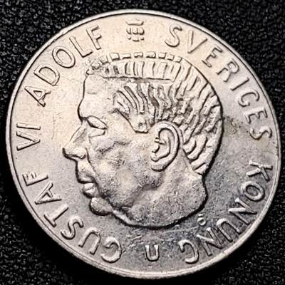 泉币菌-第208场-拍品多 请提前出价 - 瑞典1973年1克朗铜镍币，古斯塔夫六世国王，25mm