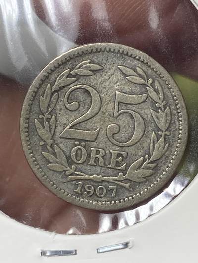2026年第三十五场(总第二百零四场）外国精品纸夹币场(免佣金) - 稀少–瑞典🇸🇪1907单年份25欧尔(奥斯卡二世第三版，EB标，600银)