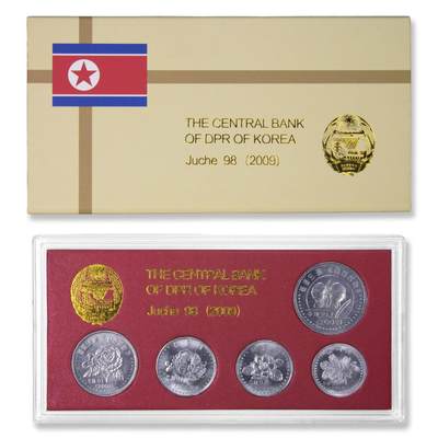 2009年朝鲜-第三套流通硬币1钱/5钱/10钱/50钱/1元样币套装花卉样币朝鲜央行原盒样币一第三套流通硬币 - 2009年朝鲜-第三套流通硬币1钱/5钱/10钱/50钱/1元样币套装花卉样币朝鲜央行原盒样币一第三套流通硬币