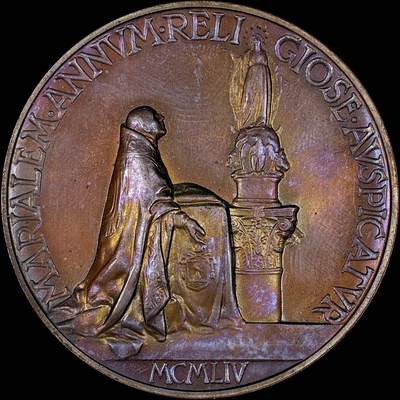 【雨安】【直播拍卖】【第0127期-裸币套币】2026-03-13 周五 19:30 (金价1140, 银价21.50) - [徽章奖章] Vatican [章] 梵蒂冈 1954年 庇护十二世 铜章 44mm