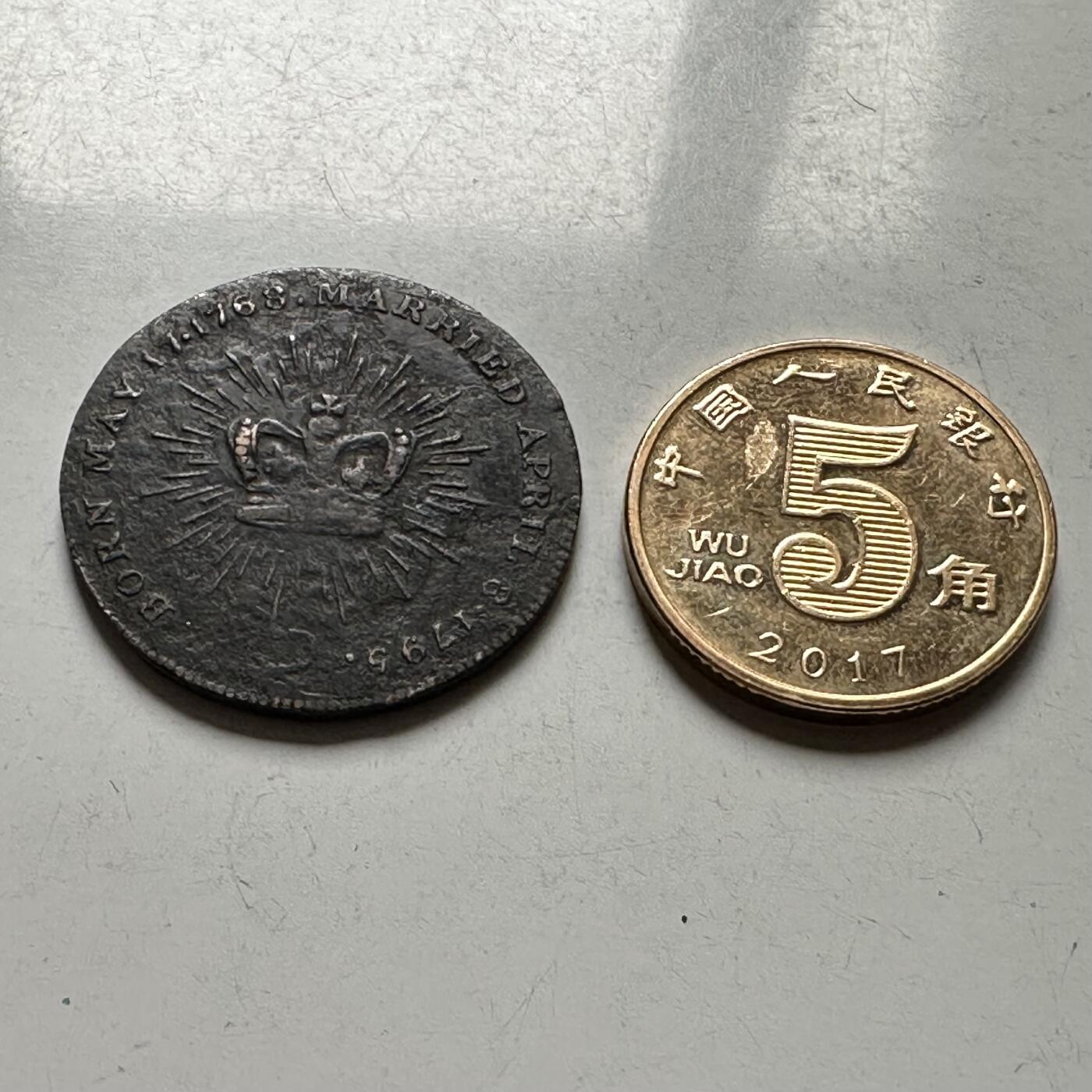 🌹外币初藏🌹🐯2026年第28场   每周二四六晚8️⃣点 接代拍 英国卡罗琳王后1795年纪念铜币Token24.8mm 少见品种