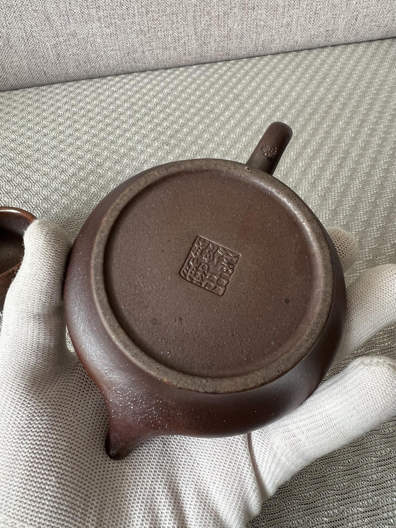 零元拍：原矿紫砂壶柴烧扁虚+柴烧主人杯（130CC左右）