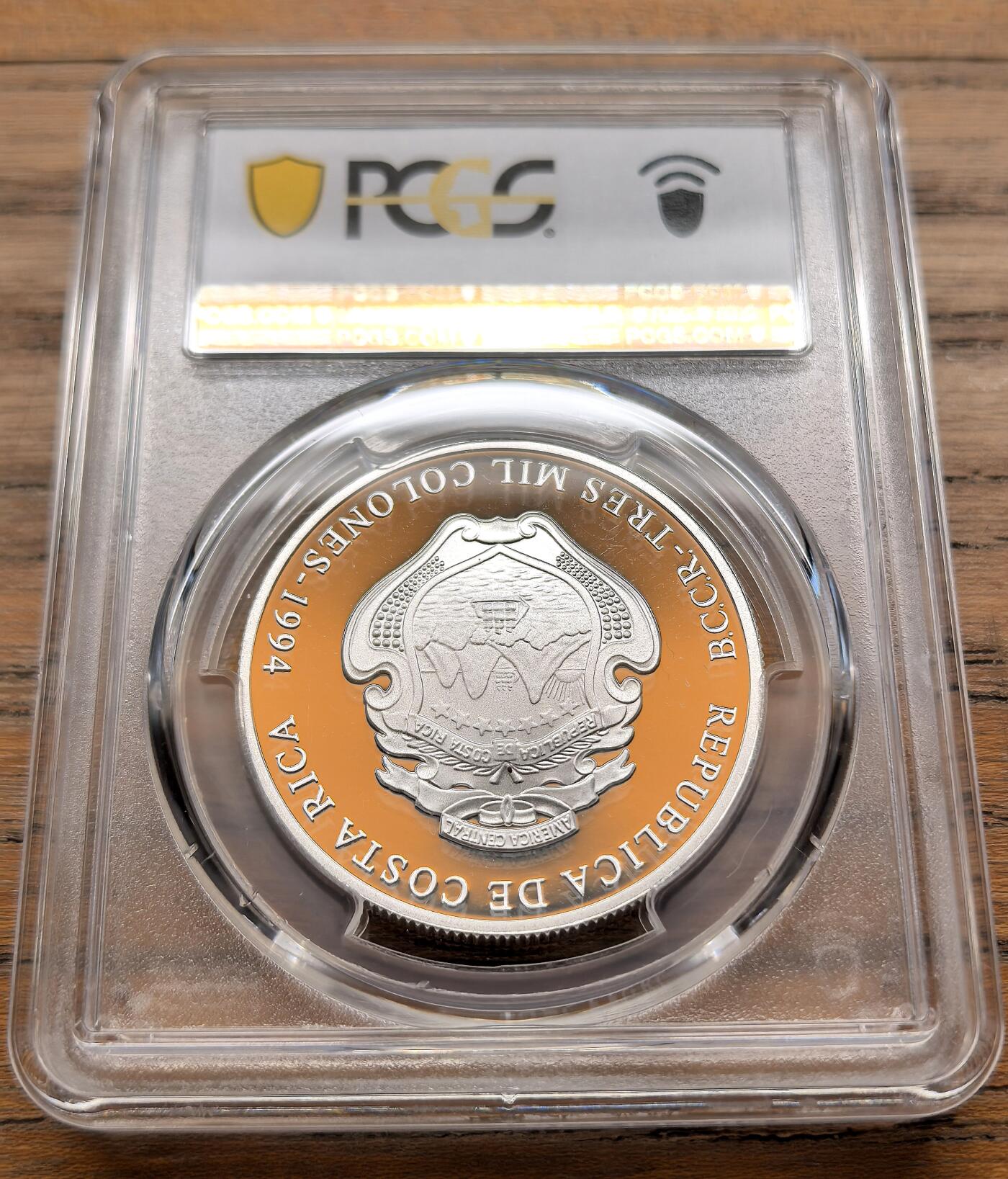 凡希社世界钱币微拍第三百二十一期 1994哥斯达黎加圣胡安医院150周年纪念3000Col大银精铸PCGS-PF69DCAM