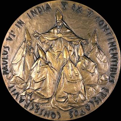 【雨安】【直播拍卖】【第0127期-裸币套币】2026-03-13 周五 19:30 (金价1140, 银价21.50) - [徽章奖章] Vatican [章] 梵蒂冈 1964年 保罗六世在印度 铜章 44mm