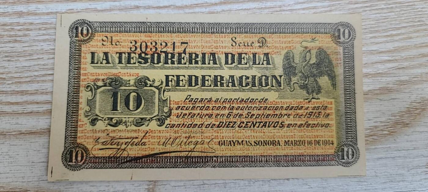 【币将精彩】纸币杂项拍卖（2026-3-15） 墨西哥1914年 10分纸币unc