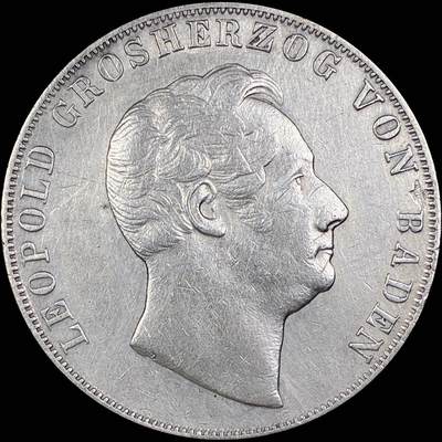 【雨安】【直播拍卖】【第0127期-裸币套币】2026-03-13 周五 19:30 (金价1140, 银价21.50) - [裸币德国] Germany 德国 德意志 2盾 Baden巴登 Thun.027 KM#0222 (1846-1852) 1846年