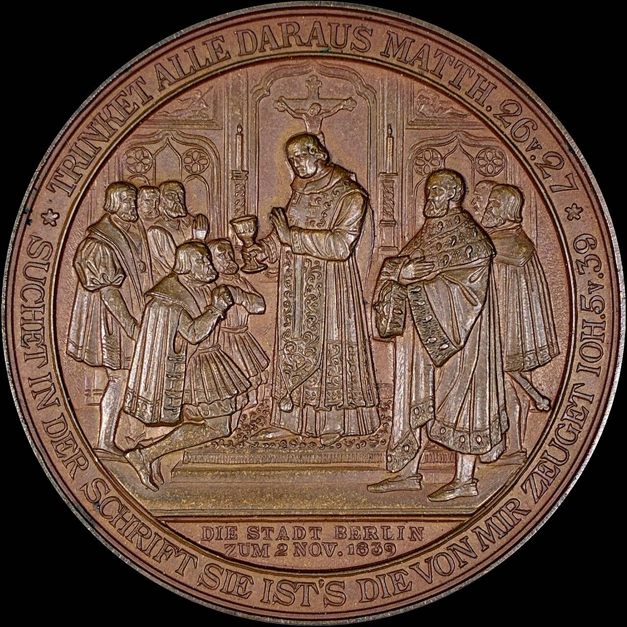 【雨安】【直播拍卖】【第0127期-裸币套币】2026-03-13 周五 19:30 (金价1140, 银价21.50) [徽章奖章] Germany [章] 德国 1839年 宗教改革 铜章 45mm