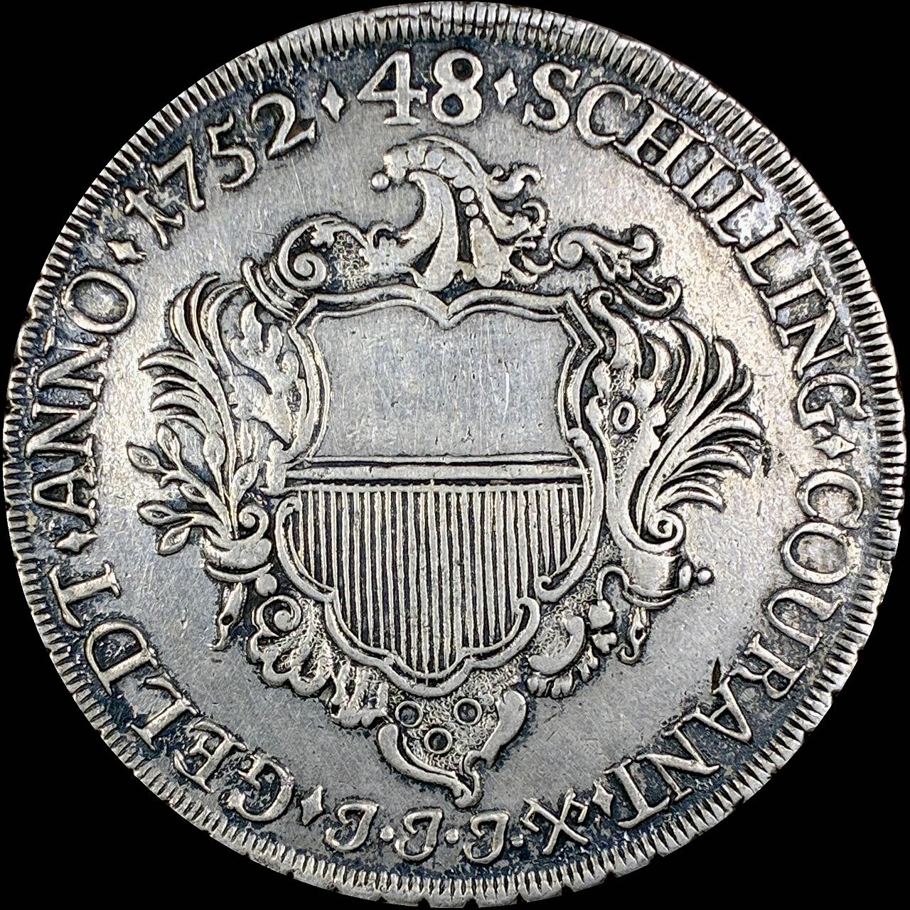 【雨安】【直播拍卖】【第0127期-裸币套币】2026-03-13 周五 19:30 (金价1140, 银价21.50) [裸币德国] Germany 德国 德意志 Lubeck吕贝克 48先令 1752年