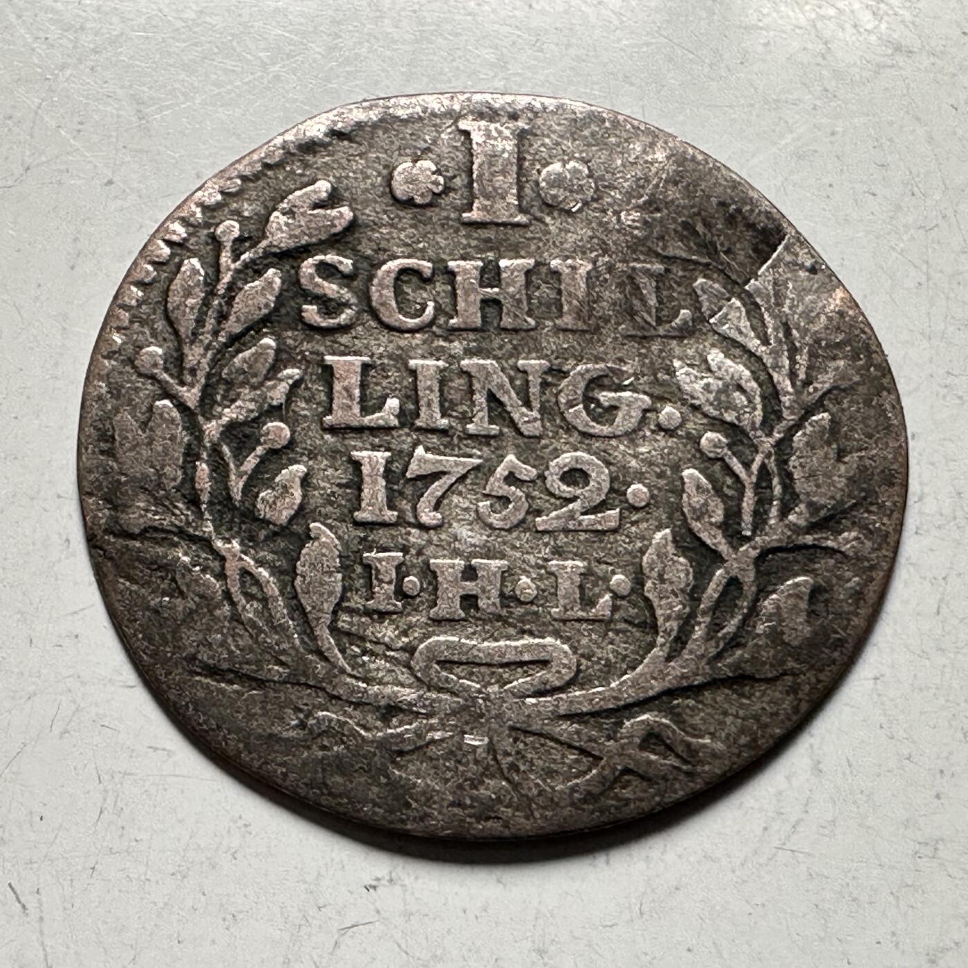 🌹外币初藏🌹🐯2026年第28场   每周二四六晚8️⃣点 接代拍 自由汉萨城市汉堡1752年1 Schilling银币 18m m