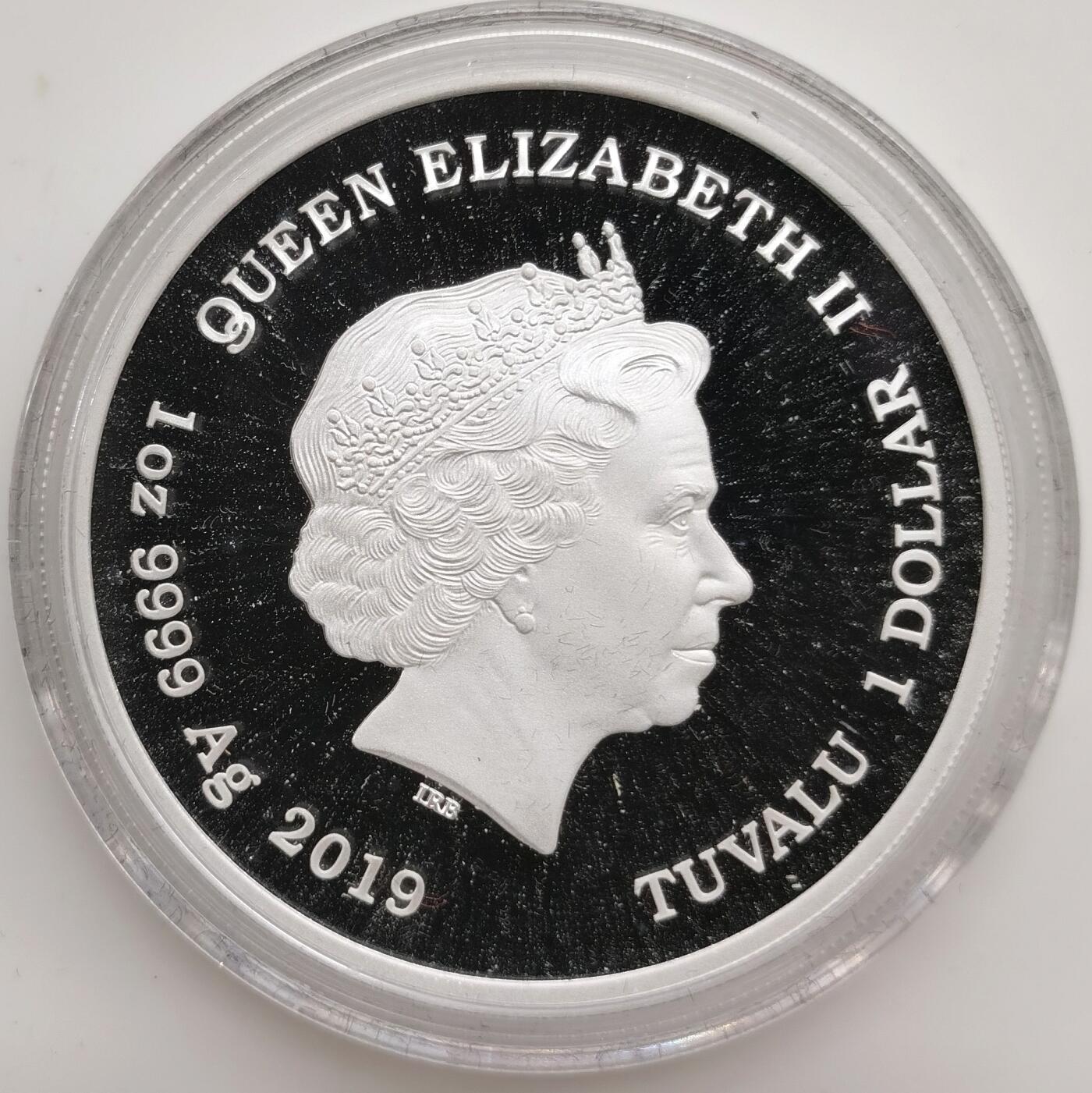 博洋堂世界钱币拍卖第164期（全场包邮） 图瓦卢2019年1元彩色精制银币 元素周期表发明150周年 1盎司9999银 发行量：3千 盒证全 澳大利亚珀斯制造