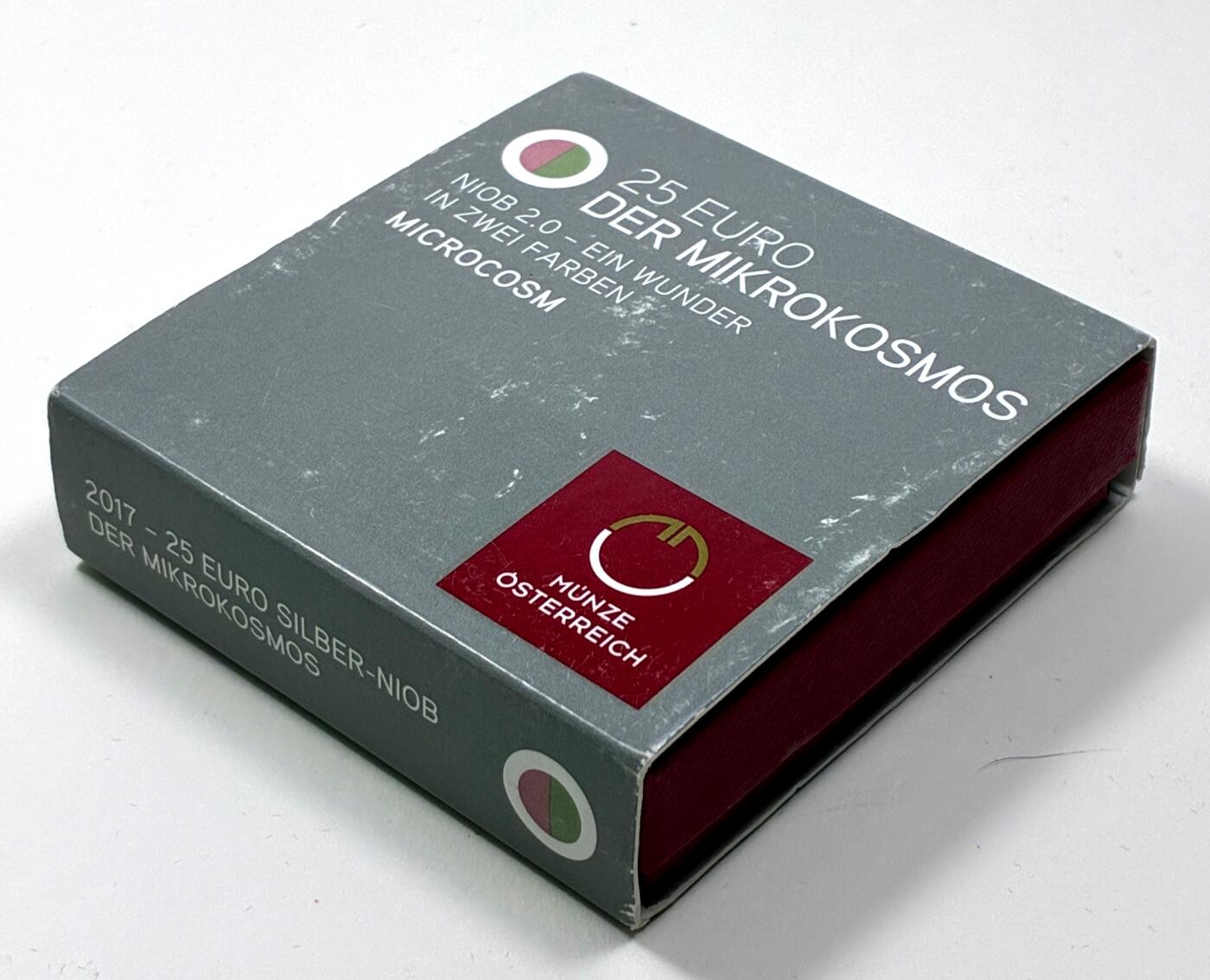 【雨安】【直播拍卖】【第0127期-裸币套币】2026-03-13 周五 19:30 (金价1140, 银价21.50) [现代装帧] Austria 欧元 奥地利 25欧元 2017年 微观世界 铌芯银币