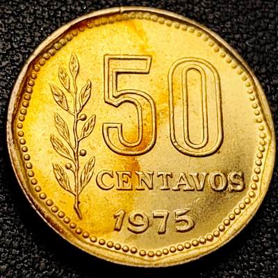 泉币菌-第209场-拍品多 请提前出价 - 原铜光美品 1975 阿根廷50分铜币 20.8mm 美洲币
