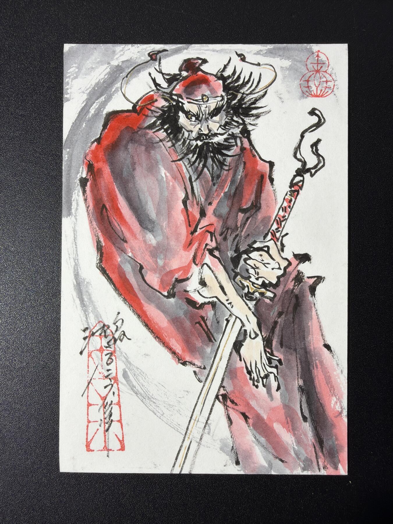 NO.27 好又多金牌大场，每周一站式配齐，方便凑单！（周6晚9点截拍，卖家送拍0抽成！） 【1/1手绘卡】启读 沈鑫老师手绘 天师钟馗 A5尺寸【捉鬼除邪安社稷，驱瘟禳祸佑家宁】