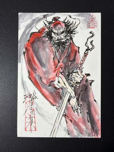 NO.27 好又多金牌大场，每周一站式配齐，方便凑单！（周6晚9点截拍，卖家送拍0抽成！） - 【1/1手绘卡】启读 沈鑫老师手绘 天师钟馗 A5尺寸【捉鬼除邪安社稷，驱瘟禳祸佑家宁】