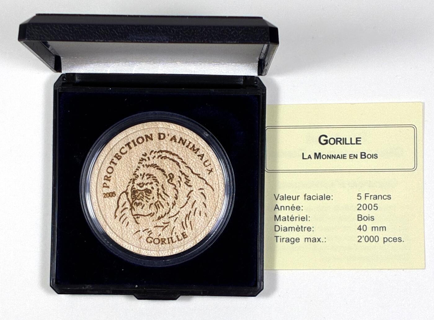 【雨安】【直播拍卖】【第0127期-裸币套币】2026-03-13 周五 19:30 (金价1140, 银价21.50) [现代装帧] Congo 刚果 5法郎 2005年 木质币