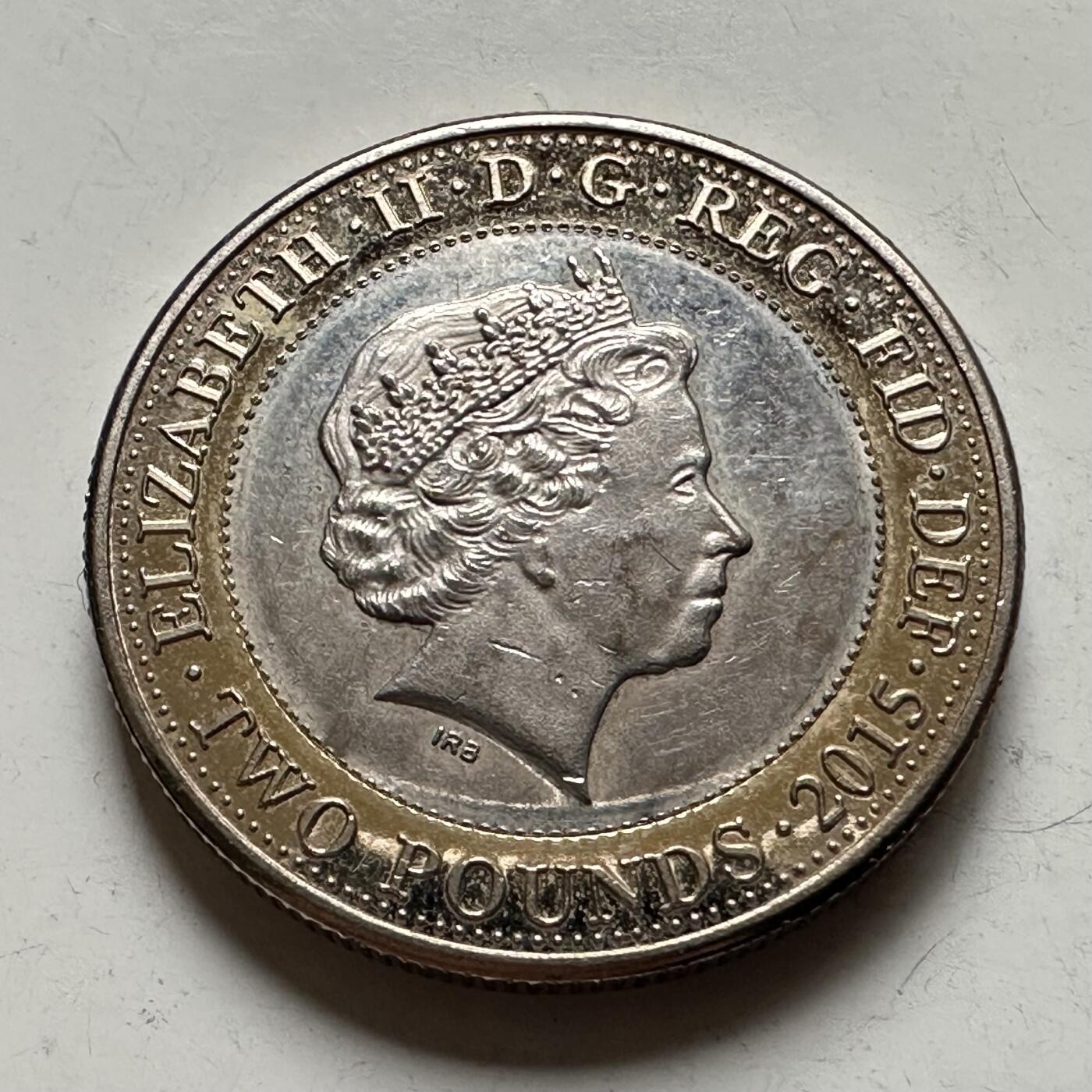 🌹外币初藏🌹🐯2026年第28场   每周二四六晚8️⃣点 接代拍 英国2015年玛丽玫瑰号战舰2英镑双色纪念币