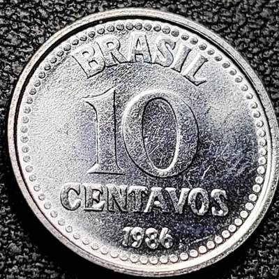 泉币菌-第208场-拍品多 请提前出价 - 巴西10克鲁扎多硬币 1986年 星徽 美洲币