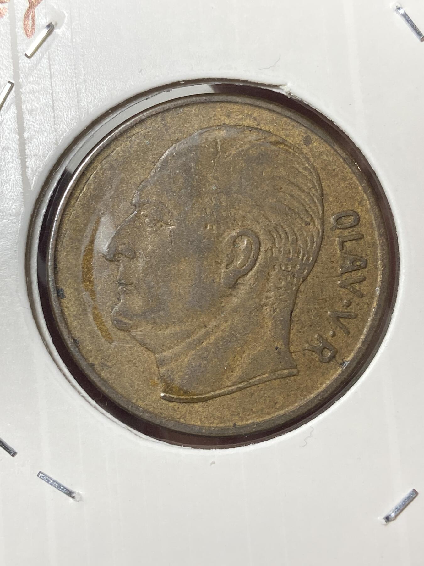 2026年第三十五场(总第二百零四场）外国精品纸夹币场(免佣金) 稀少年份–挪威🇳🇴1958年5欧尔(奥拉夫五世第一版，首发年)