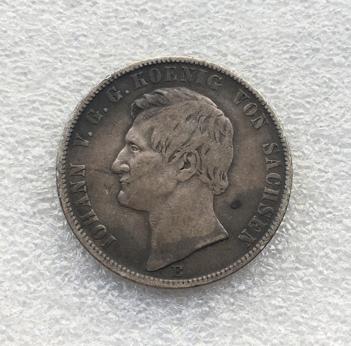 世界钱币专场拍卖 每周二开拍 1868年德国萨克森约翰一世双狮1泰勒银币