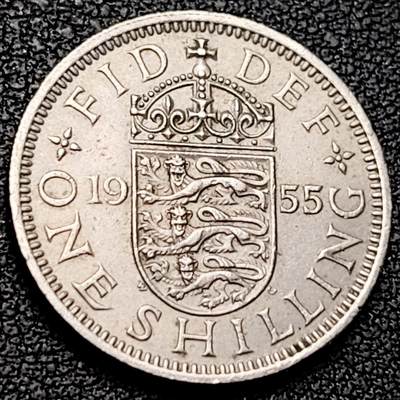 泉币菌-第209场-拍品多 请提前出价 - 英国1955年1先令铜镍币 三师纹章 伊丽莎白二世女王 英格兰版 23.5mm 