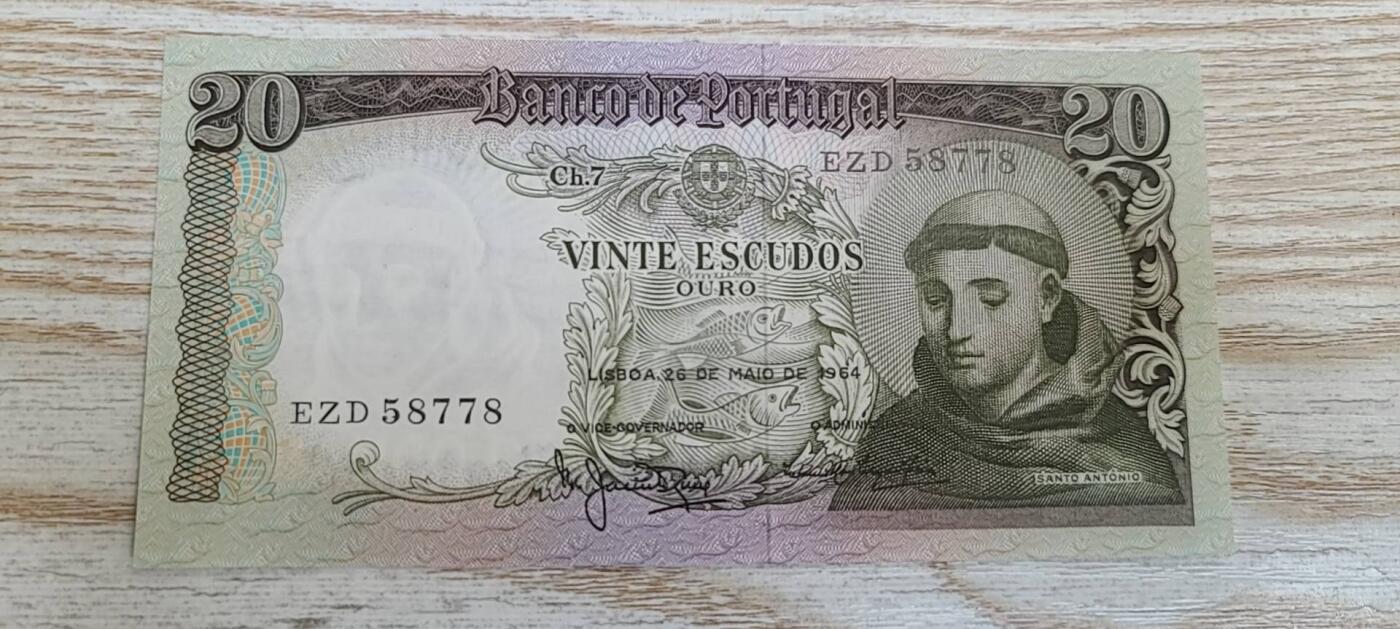 【币将精彩】纸币杂项拍卖（2026-3-15） 葡萄牙1964年20埃斯库多纸币unc