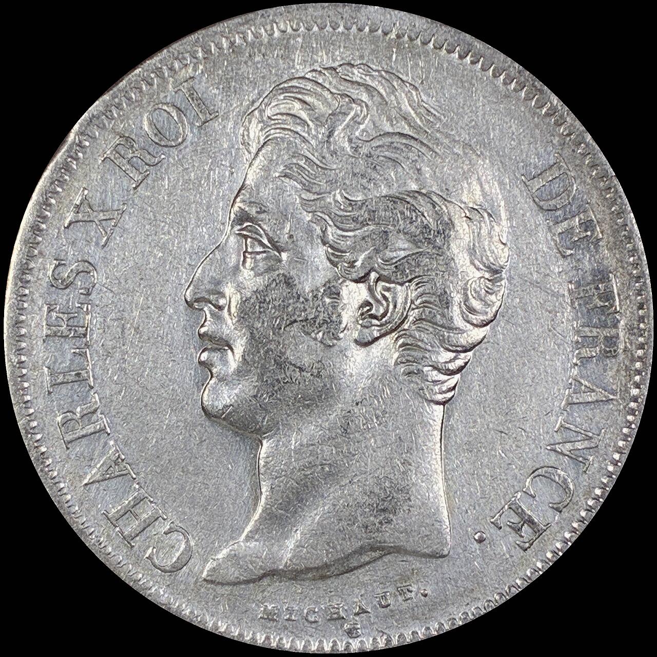 【雨安】【直播拍卖】【第0127期-裸币套币】2026-03-13 周五 19:30 (金价1140, 银价21.50) [裸币法国] France 法国 5法郎 KM#0728 查理十世 1827年 细节非常好, 带底光