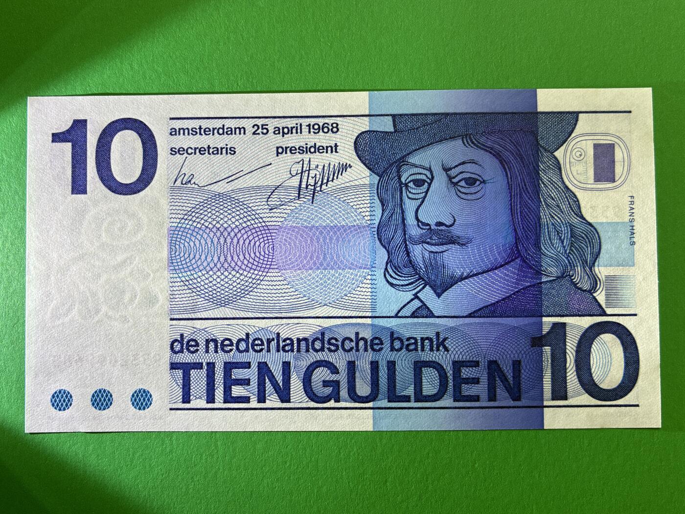 咖啡豆•收藏 2026年Mar_19th世界各国纸币拍卖 荷兰 1968年 10古尔登 全新UNC 外国 欧洲纸币