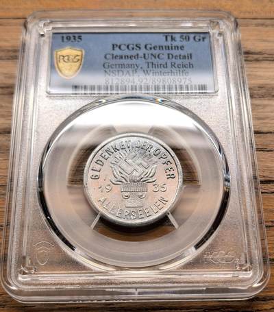 凡希社世界钱币微拍第三百二十一期 - 1935奥地利纳粹党冬季募捐50Gro铝币PCGS-UNCD