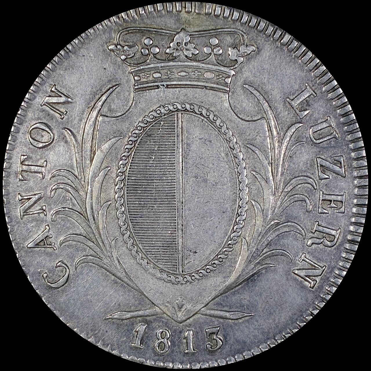 【雨安】【直播拍卖】【第0127期-裸币套币】2026-03-13 周五 19:30 (金价1140, 银价21.50) [裸币各国] Switzerland 瑞士 Luzern卢塞恩 4法郎 KM#0109 (1813-1814) 1813年 原味欧洲老包浆