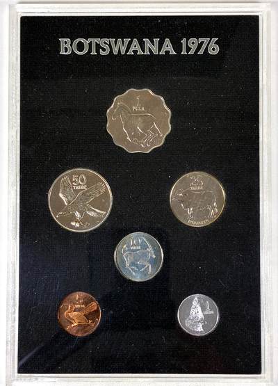 【雨安】【直播拍卖】【第0127期-裸币套币】2026-03-13 周五 19:30 (金价1140, 银价21.50) - [现代套币] Botswana 博茨瓦纳 套币 1976年