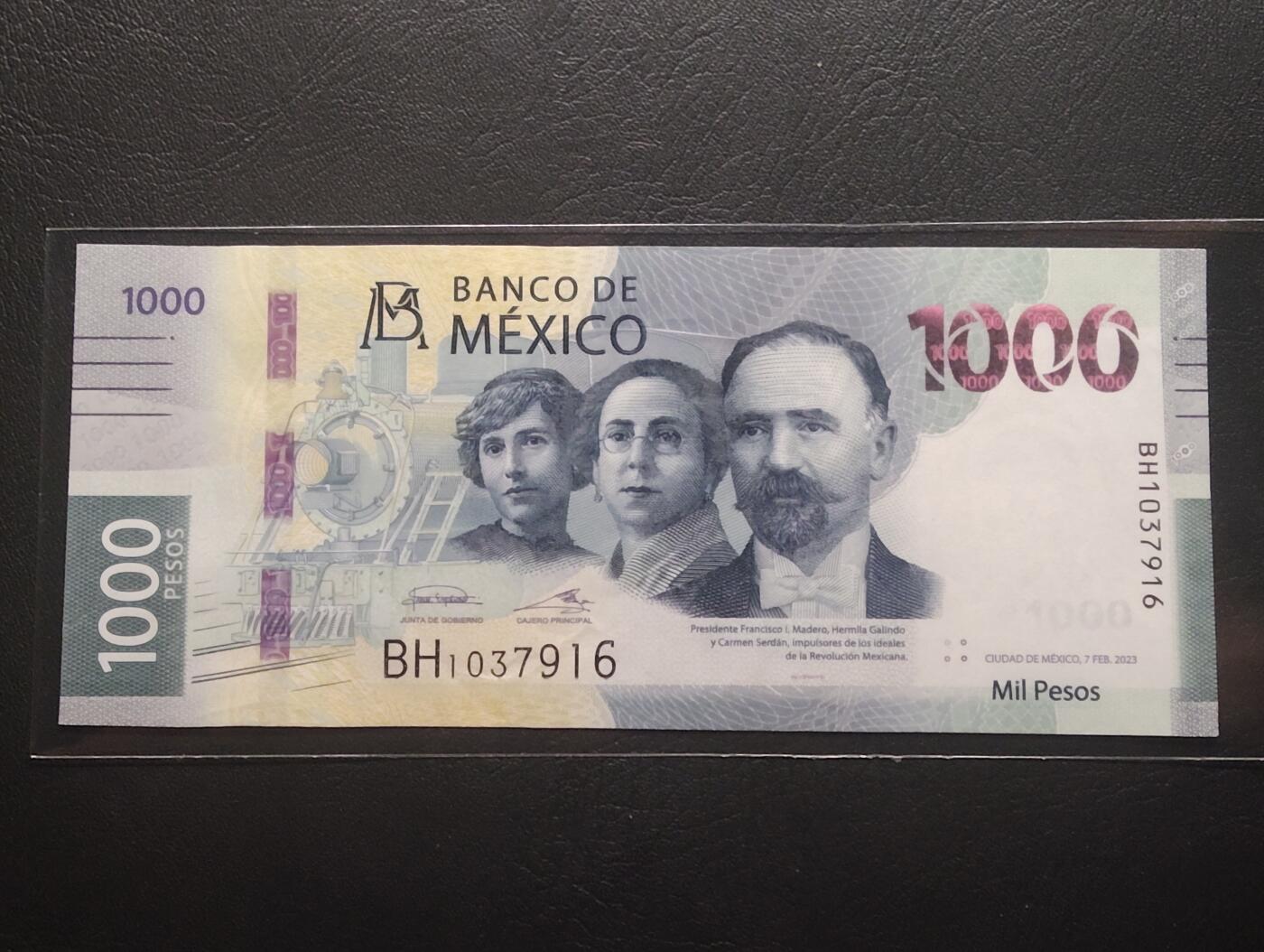 2026三月第二期，总219期 墨西哥2023年1000比索AUNC，墨西哥革命时期三领袖和花豹