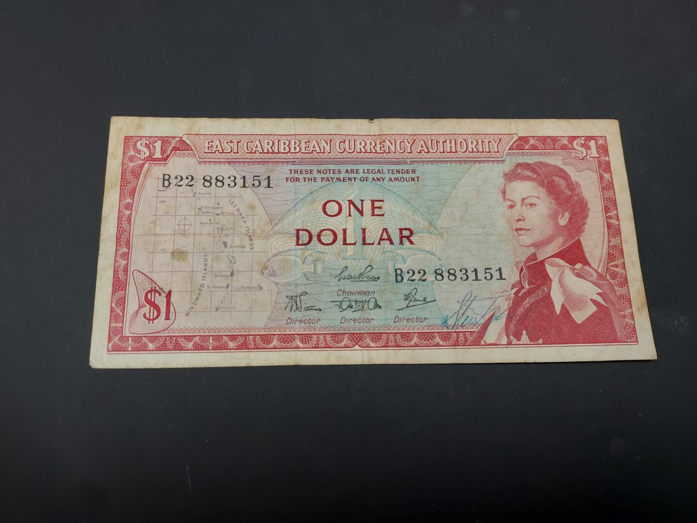 博彦收藏  AM 3月21日 8点钱币专场 全场包邮 东加勒比 女皇1元 流通品 有字迹