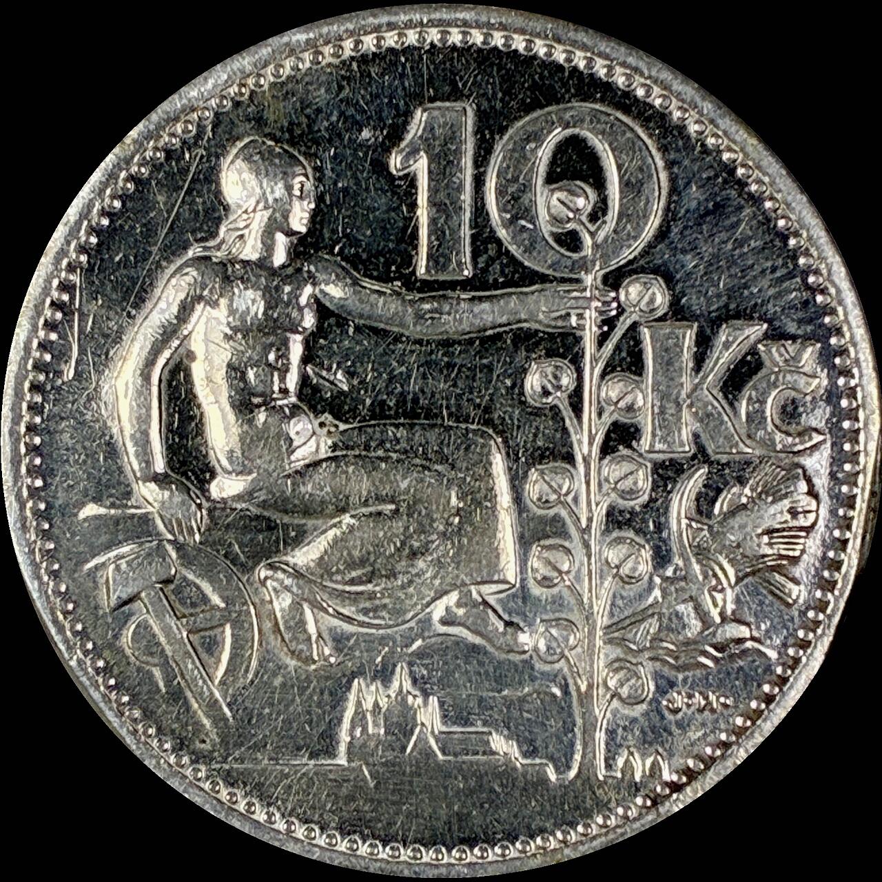 【雨安】【直播拍卖】【第0127期-裸币套币】2026-03-13 周五 19:30 (金价1140, 银价21.50) [裸币各国] Czechoslovakia 捷克斯洛伐克 10克朗 1932年