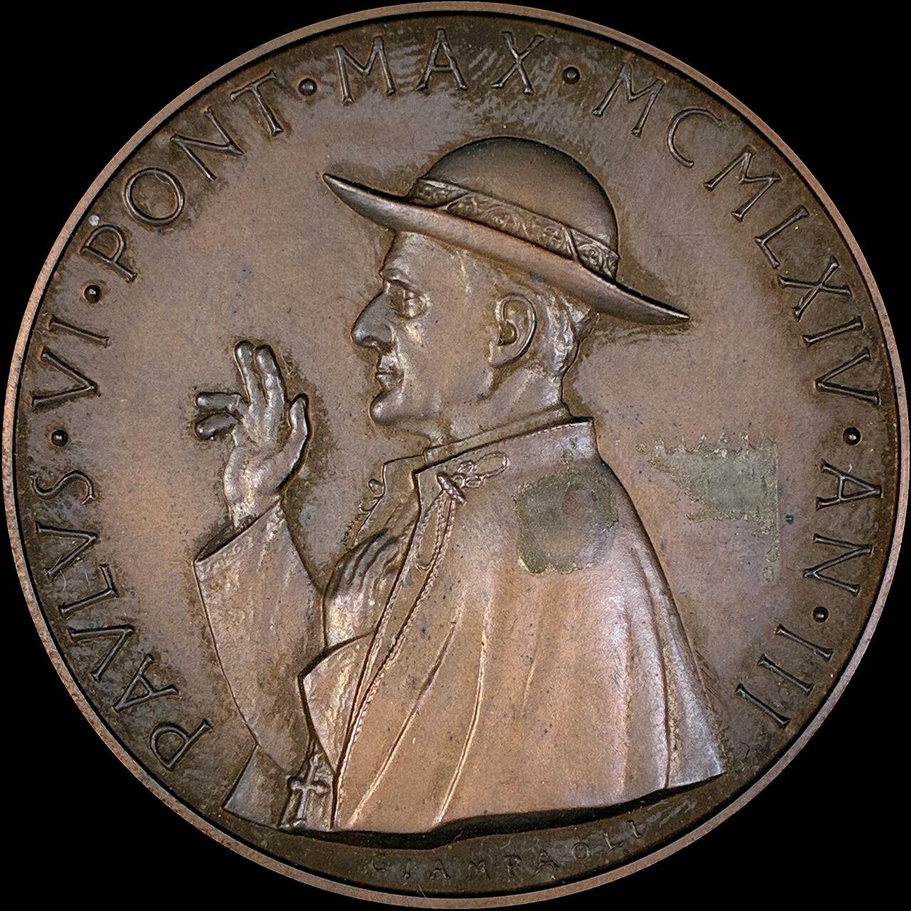 【雨安】【直播拍卖】【第0127期-裸币套币】2026-03-13 周五 19:30 (金价1140, 银价21.50) [徽章奖章] Vatican [章] 梵蒂冈 1965年 保罗六世 铜章 44mm