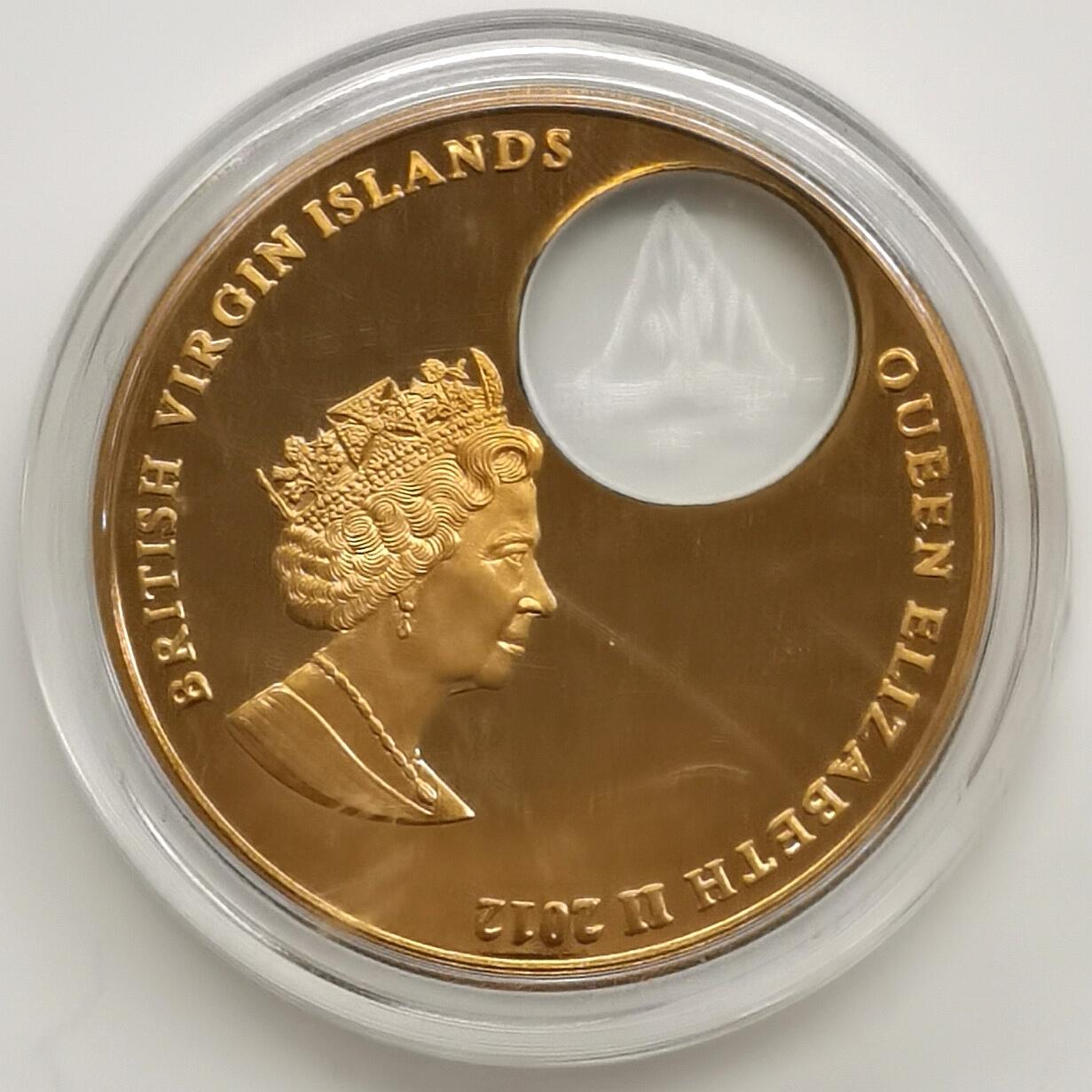 博洋堂世界钱币拍卖第164期（全场包邮） 英属维尔京群岛2012年2元彩色铜币 泰坦尼克号百年（启航） 50mm 发行量：1千 盒证全