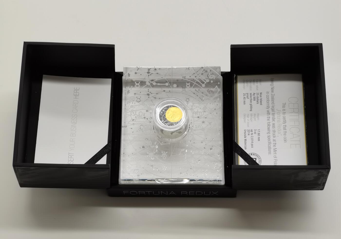 博洋堂世界钱币拍卖第164期（全场包邮） 纽埃2014年25元镀金精制圆柱形银币 平安归来-墨丘利（众神的使者，是商业/交通/旅行/畜牧和小偷的守护神） 3盎司999银 发行量：2014 盒证全