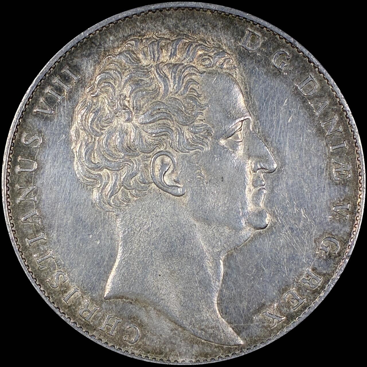 【雨安】【直播拍卖】【第0127期-裸币套币】2026-03-13 周五 19:30 (金价1140, 银价21.50) [裸币各国] Denmark 丹麦 1达勒 KM#0720 (1840-1847) 克里斯蒂安八世 1840年 极美细节, 均匀淡美包浆