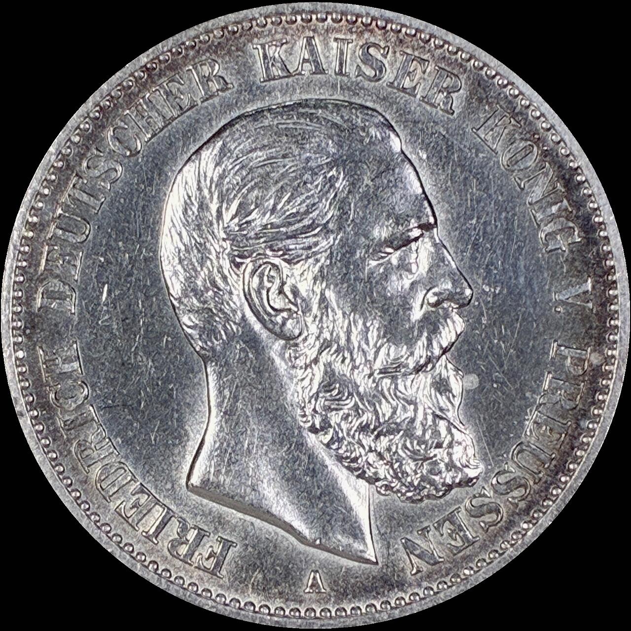【雨安】【直播拍卖】【第0127期-裸币套币】2026-03-13 周五 19:30 (金价1140, 银价21.50) [裸币德国] Germany 德国 帝国 J.098 普鲁士 2马克 (1888) 三皇 1888年