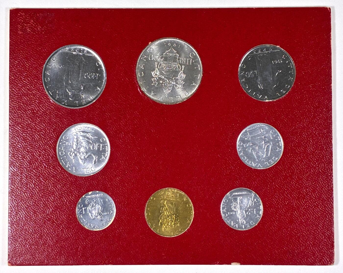 【雨安】【直播拍卖】【第0127期-裸币套币】2026-03-13 周五 19:30 (金价1140, 银价21.50) [现代套币] Vatican 梵蒂冈 套币 1961年