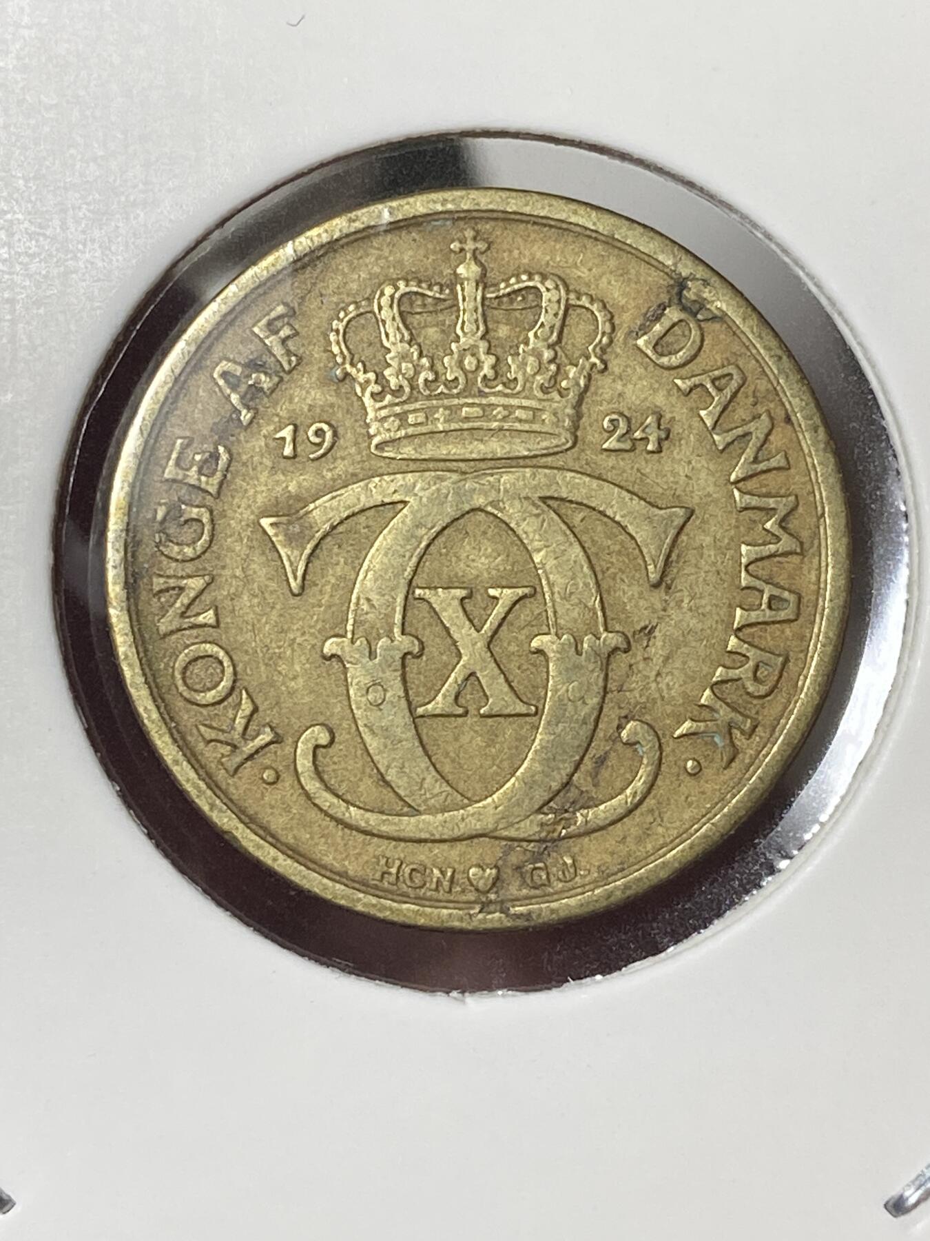 2026年第三十五场(总第二百零四场）外国精品纸夹币场(免佣金) 少见面值品种–丹麦🇩🇰1924年1/2克朗(克里斯蒂安十世第一版首发年，HCN; GJ版)