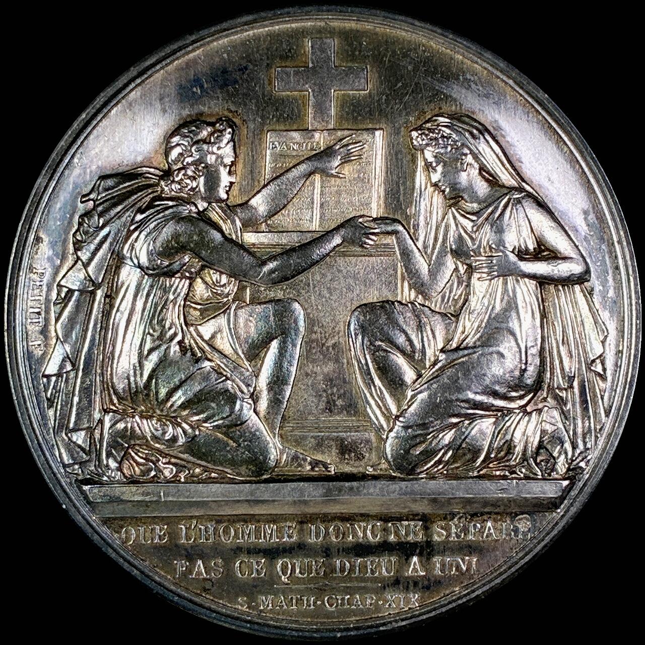 【雨安】【直播拍卖】【第0127期-裸币套币】2026-03-13 周五 19:30 (金价1140, 银价21.50) [徽章奖章] France [章] 法国 19世纪 结婚 银章 25克, 39mm