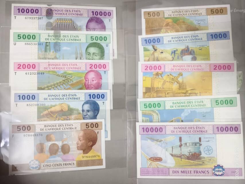 中非法郎大全套500~10000法郎  全新UNC