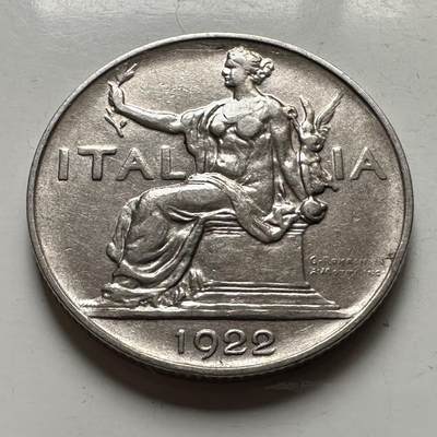 🌹外币初藏🌹🐯2026年第28场   每周二四六晚8️⃣点 接代拍 - 意大利王国1922年1里拉镍币