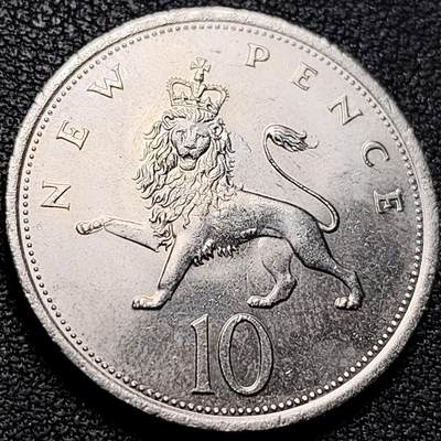 泉币菌-第209场-拍品多 请提前出价 - 原光极美 英国大镍币 英国1976年 10便士铜镍币 28.5mm 伊丽莎白二世女王 皇冠狮子