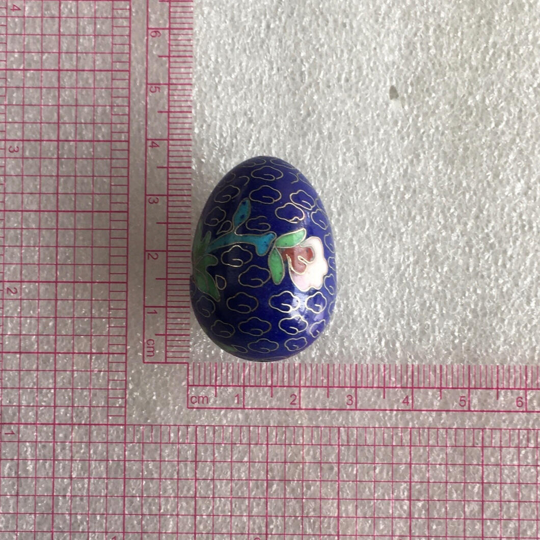         出口创汇时期蓝色铜胎掐丝珐琅磨光景泰蓝吉祥如意鸡蛋小摆件美品1对2只真品如图摆件旧藏文玩艺术收藏