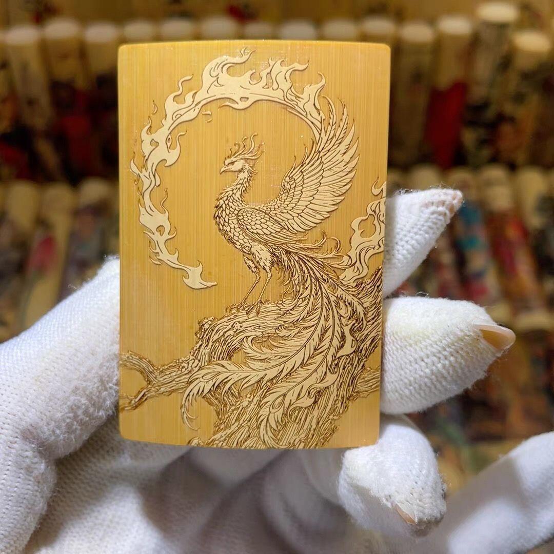 听雨轩（75）竹牌专场 留青工艺竹牌手把件4*6cm 凤凰