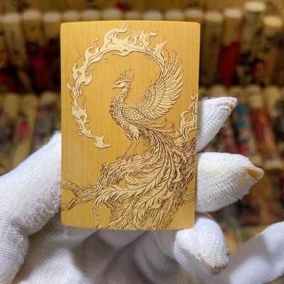 听雨轩（75）竹牌专场 - 留青工艺竹牌手把件4*6cm 凤凰