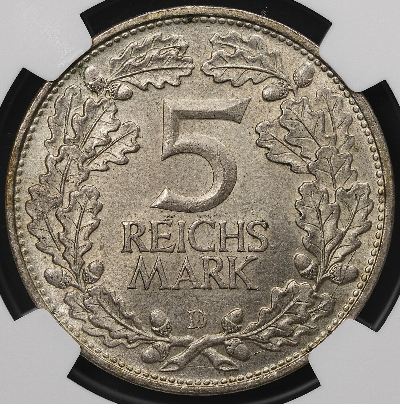 修遠堂世界钱币第107期 NGC MS63 1925年德国魏玛政府-莱茵兰千年纪念5马克银币，D厂铭